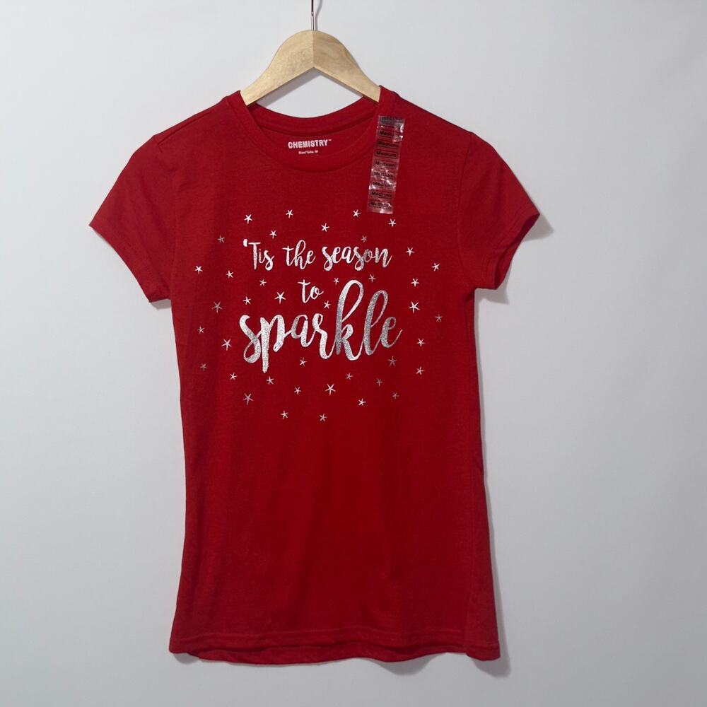 Chemistry Tis the Season to Sparkle red shirt women's size medium NWT